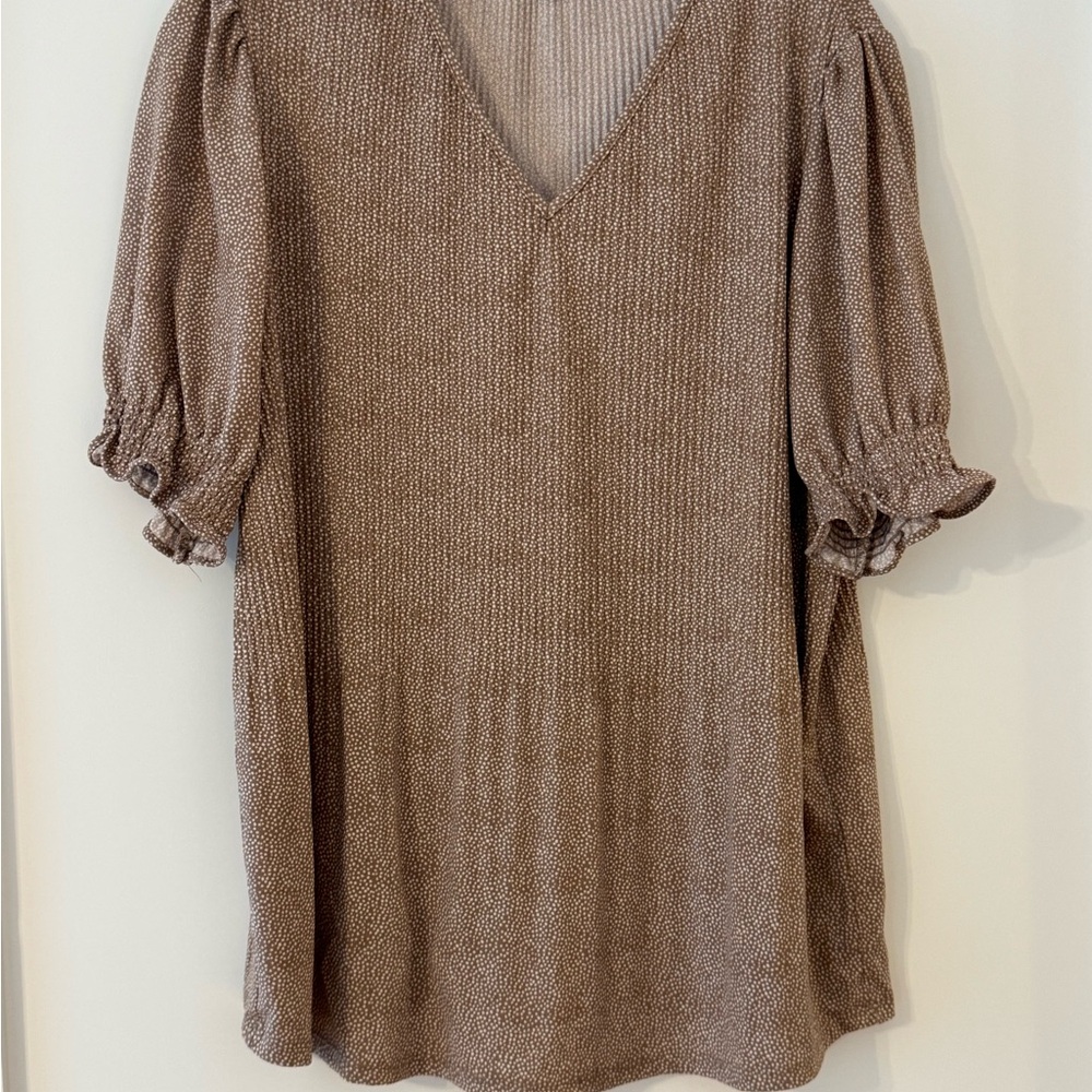 Adrianna Papell Brown V-Neck Blouse